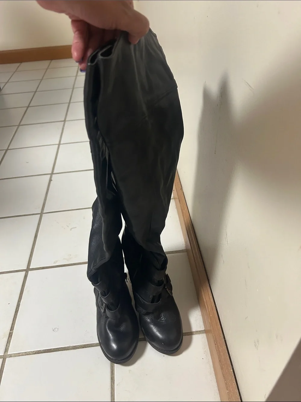 Aldo Black Knee-High Leather Boots